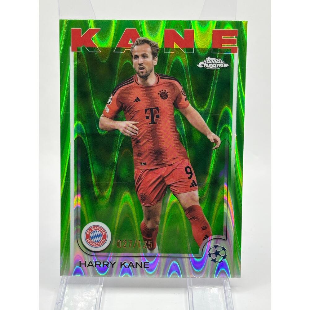 2025 Topps Chrome UEFA Champions Harry Kane Green Raywave Refractor 27/125 SP